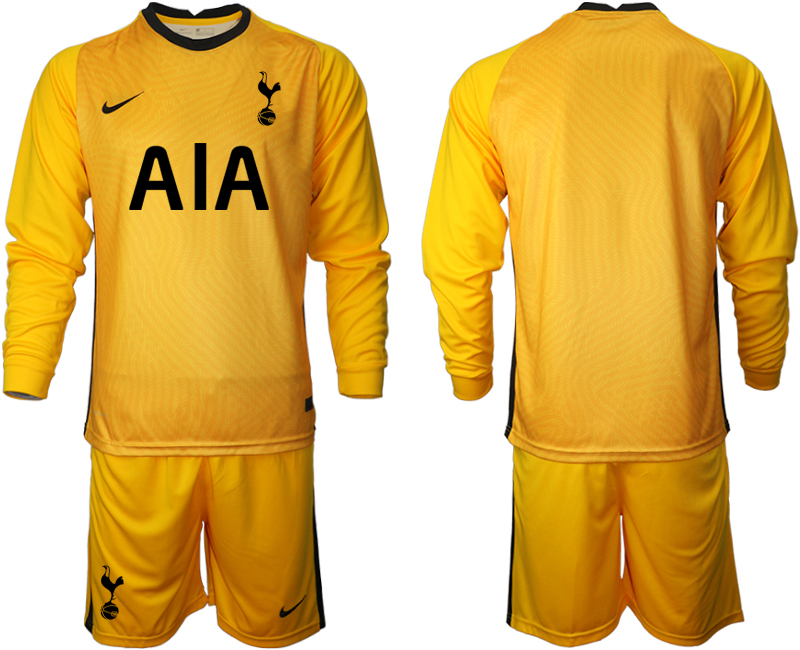 Cheap 2021 Men Tottenham Hotspur yellow goalkeeper long sleeve soccer jerseys